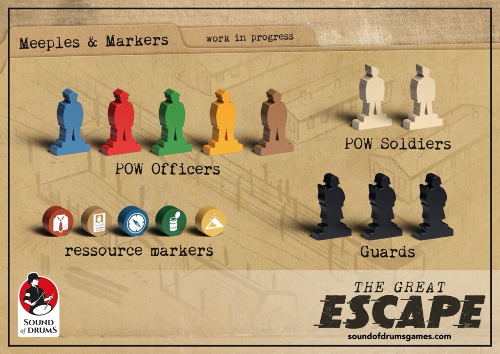 Meeples for "The Great Escape". Work in progress.
