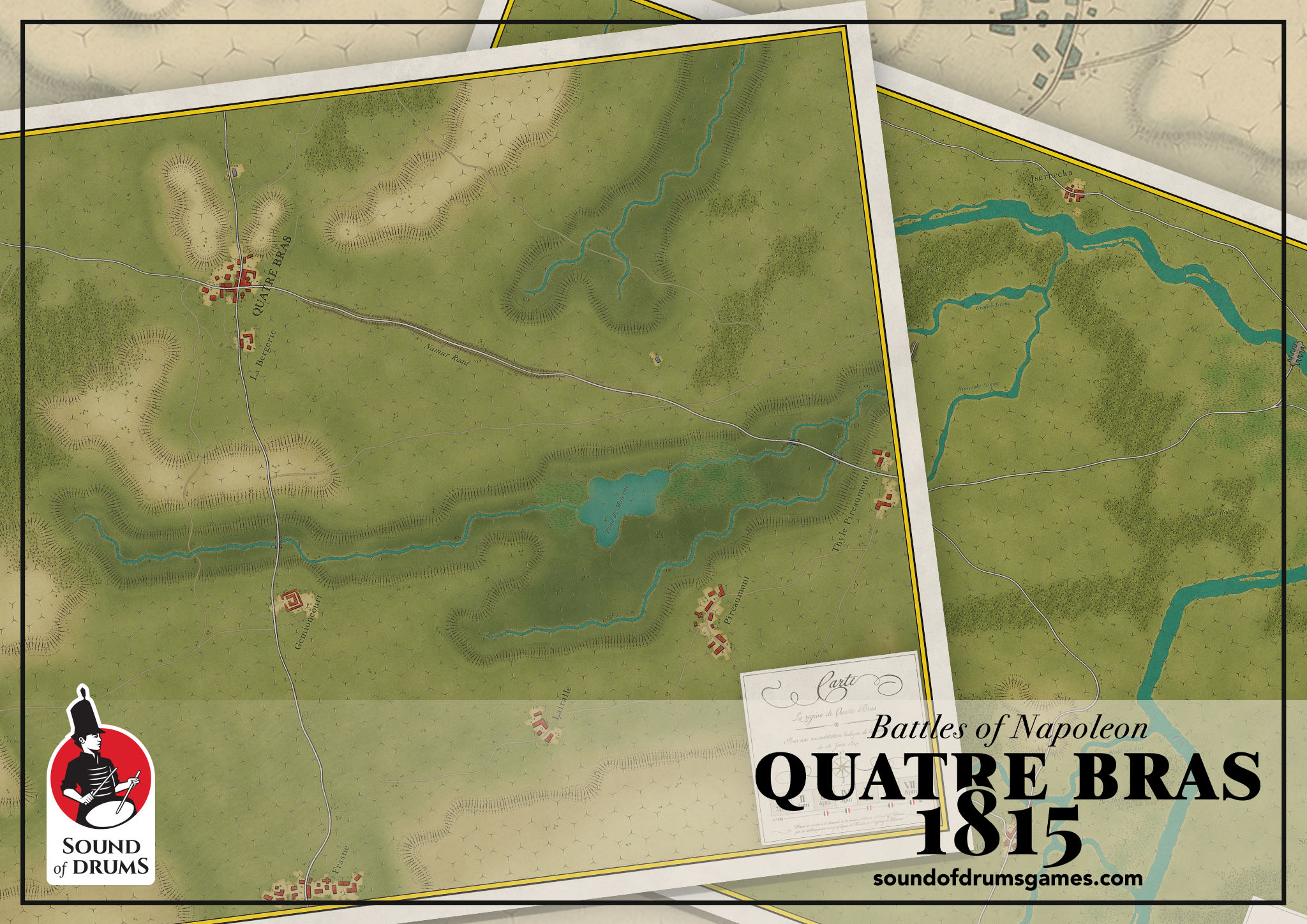 Quatre Bras 1815 / Wartenburg 1813 - mounted maps – Bild 2